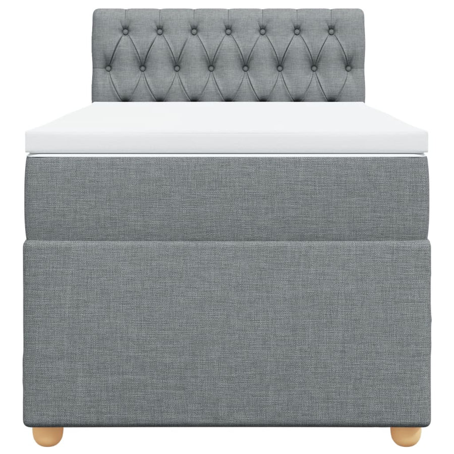 Boxspring met matras stof lichtgrijs 90x190 cm