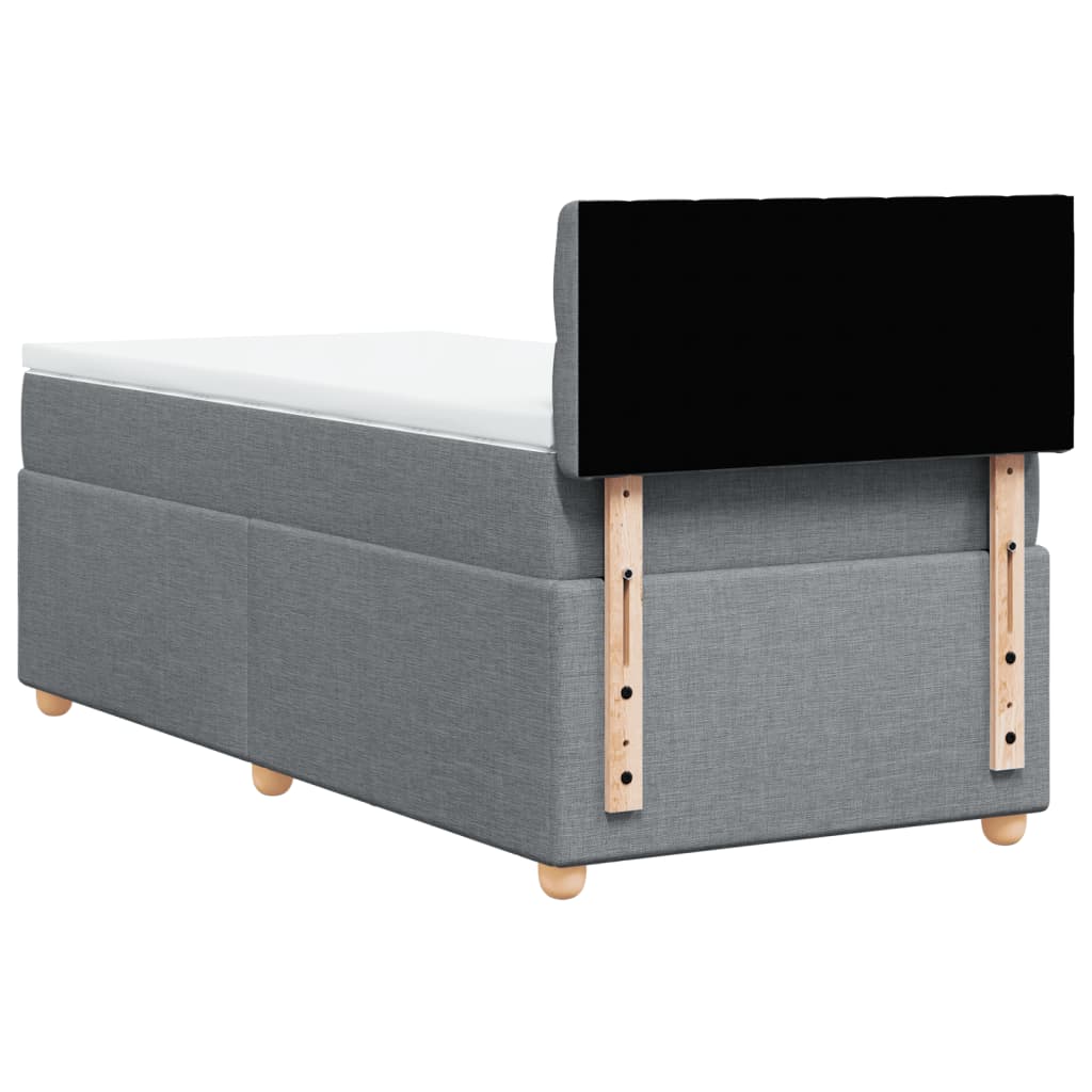 Boxspring met matras stof lichtgrijs 90x190 cm