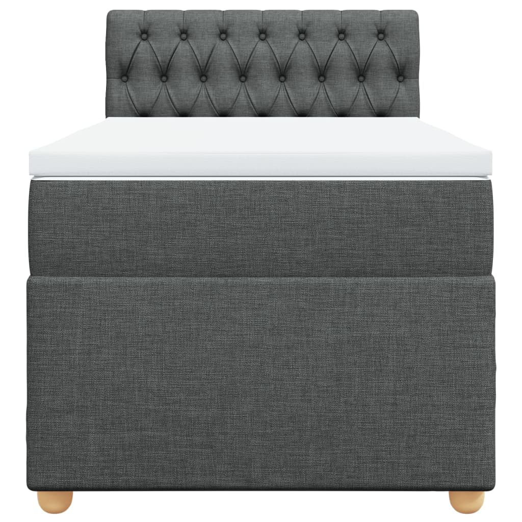 Boxspring met matras stof donkergrijs 90x190 cm