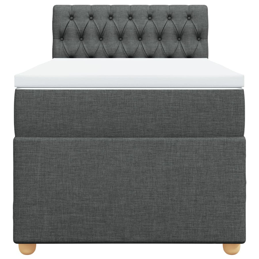 Boxspring met matras stof donkergrijs 90x190 cm