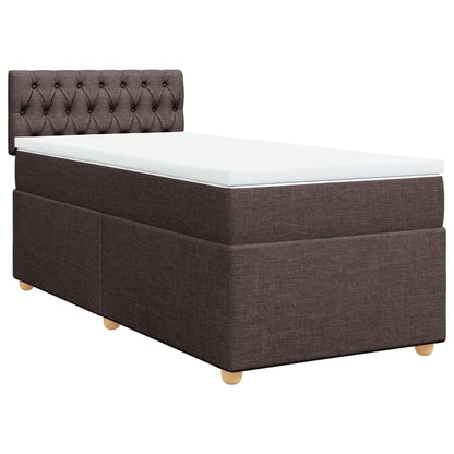 Boxspring met matras stof donkerbruin 90x190 cm