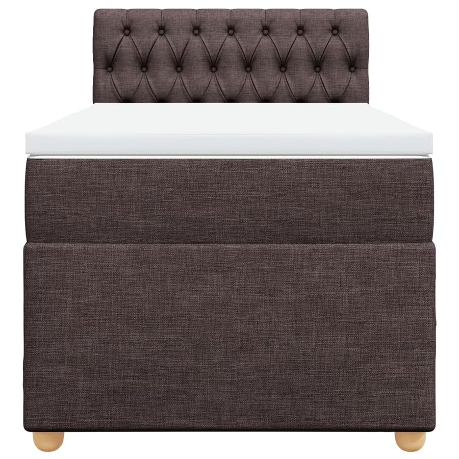 Boxspring met matras stof donkerbruin 90x190 cm