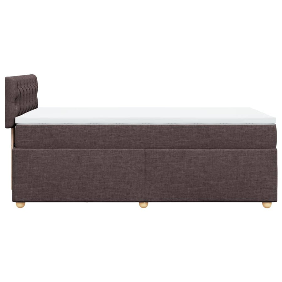 Boxspring met matras stof donkerbruin 90x190 cm