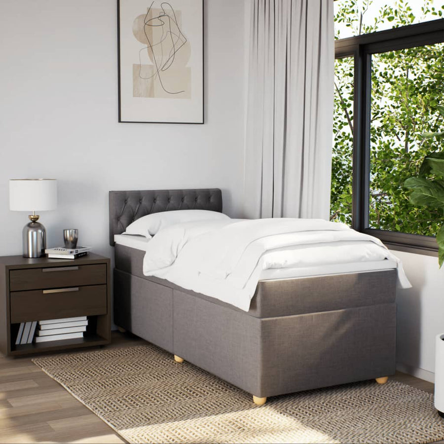 Boxspring met matras stof taupe 90x190 cm