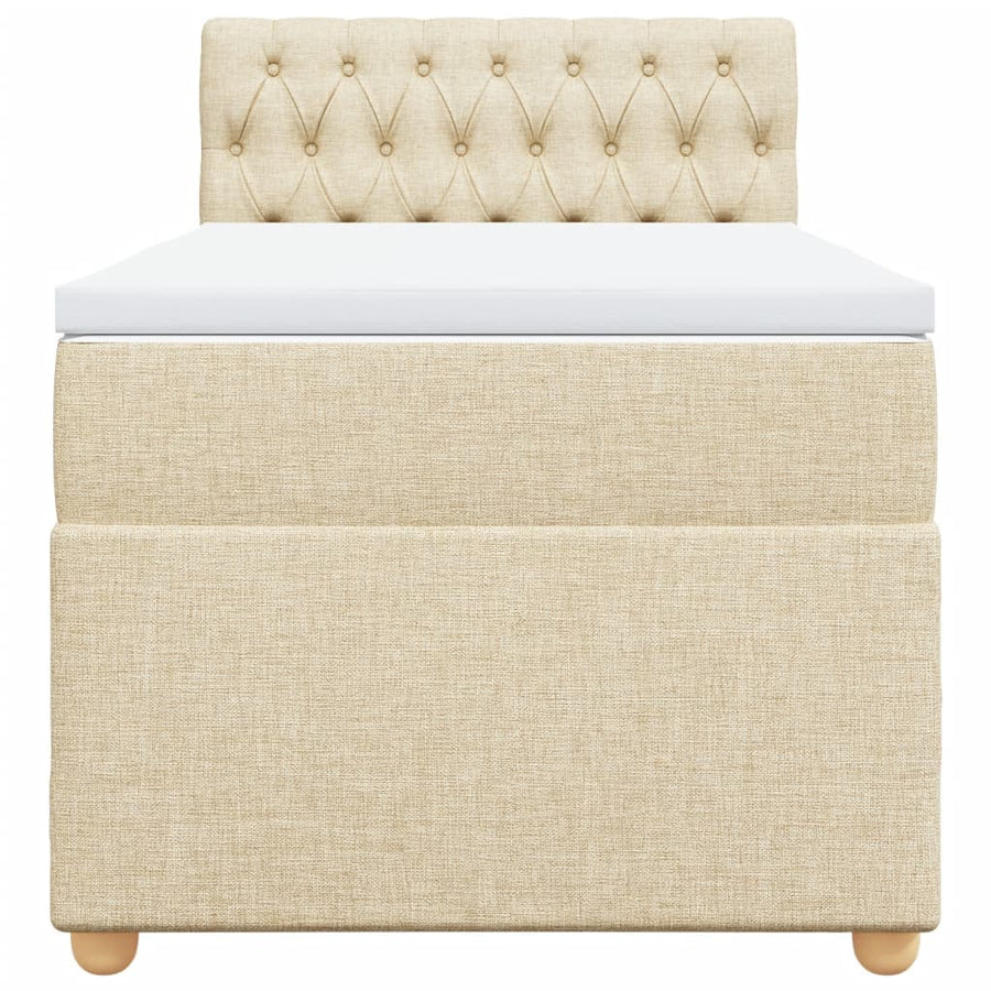 Boxspring met matras stof crèmekleurig 90x190 cm