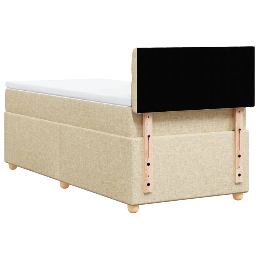 Boxspring met matras stof crèmekleurig 90x190 cm