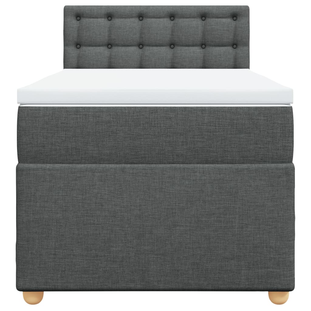 Boxspring met matras stof donkergrijs 90x190 cm