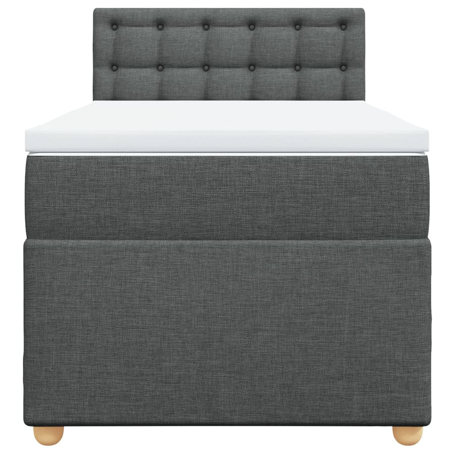 Boxspring met matras stof donkergrijs 90x190 cm