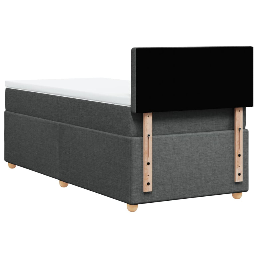 Boxspring met matras stof donkergrijs 90x190 cm