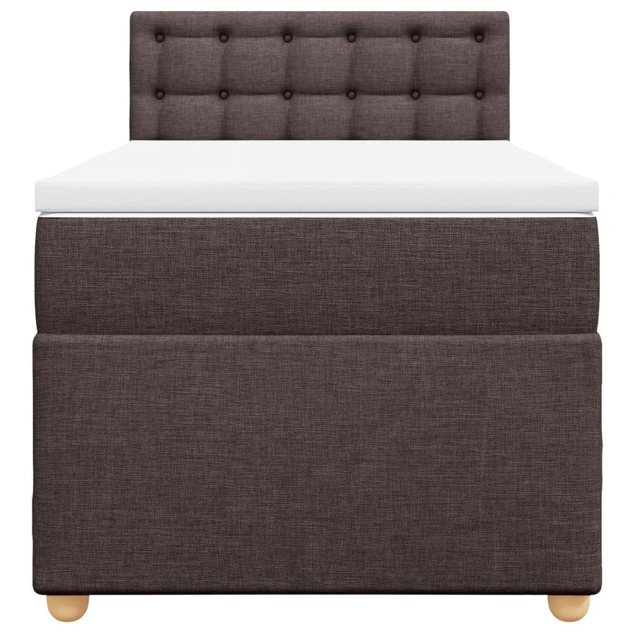 Boxspring met matras stof donkerbruin 90x190 cm