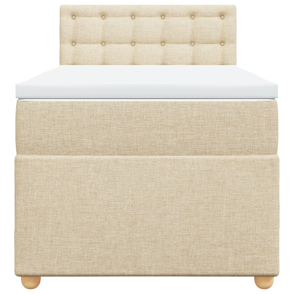 Boxspring met matras stof crèmekleurig 90x190 cm