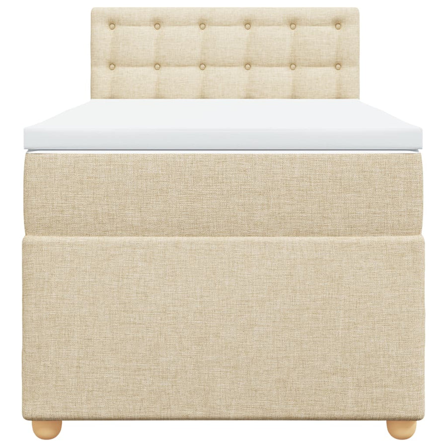 Boxspring met matras stof crèmekleurig 90x190 cm