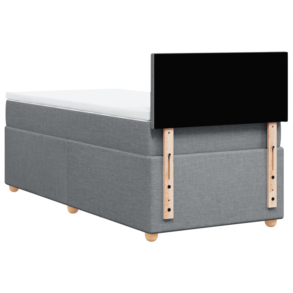 Boxspring met matras stof lichtgrijs 90x200 cm