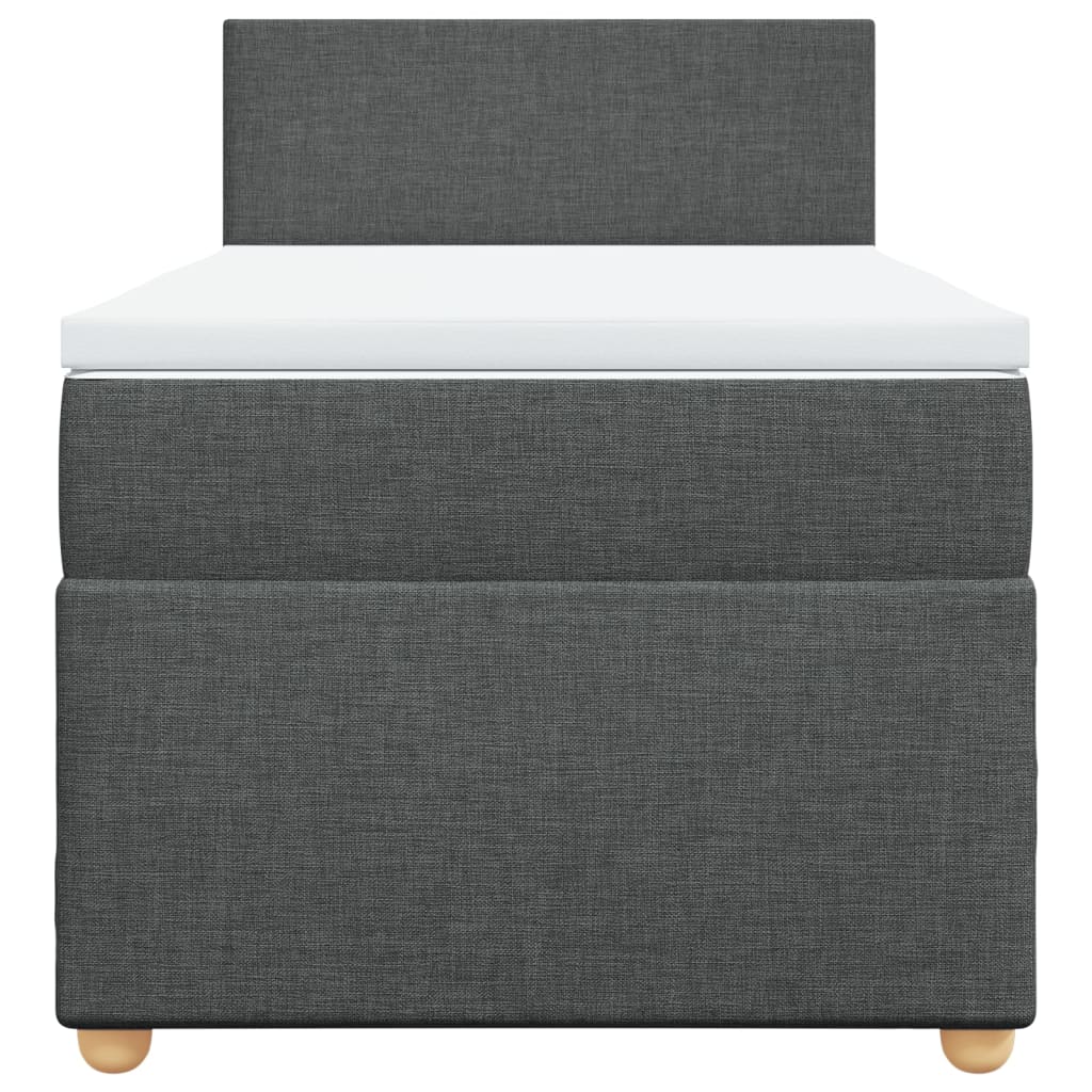 Boxspring met matras stof donkergrijs 90x200 cm