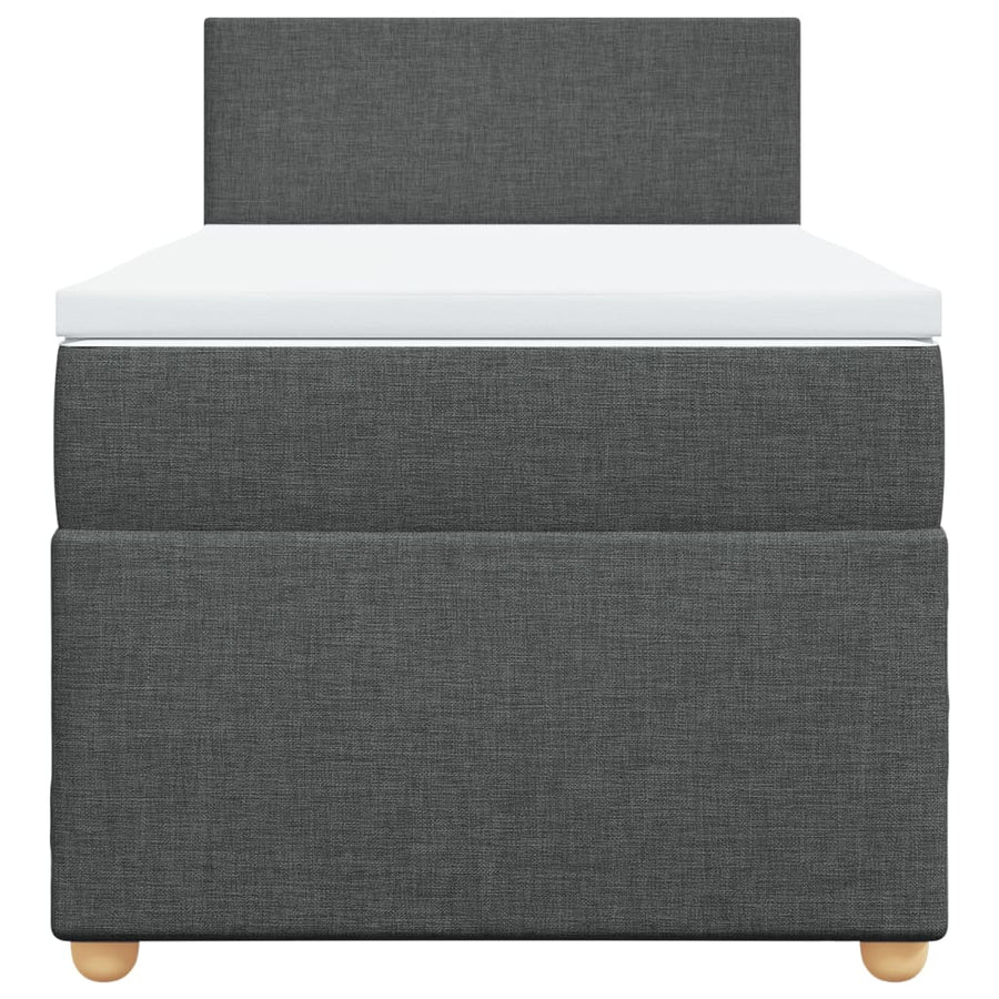 Boxspring met matras stof donkergrijs 90x200 cm