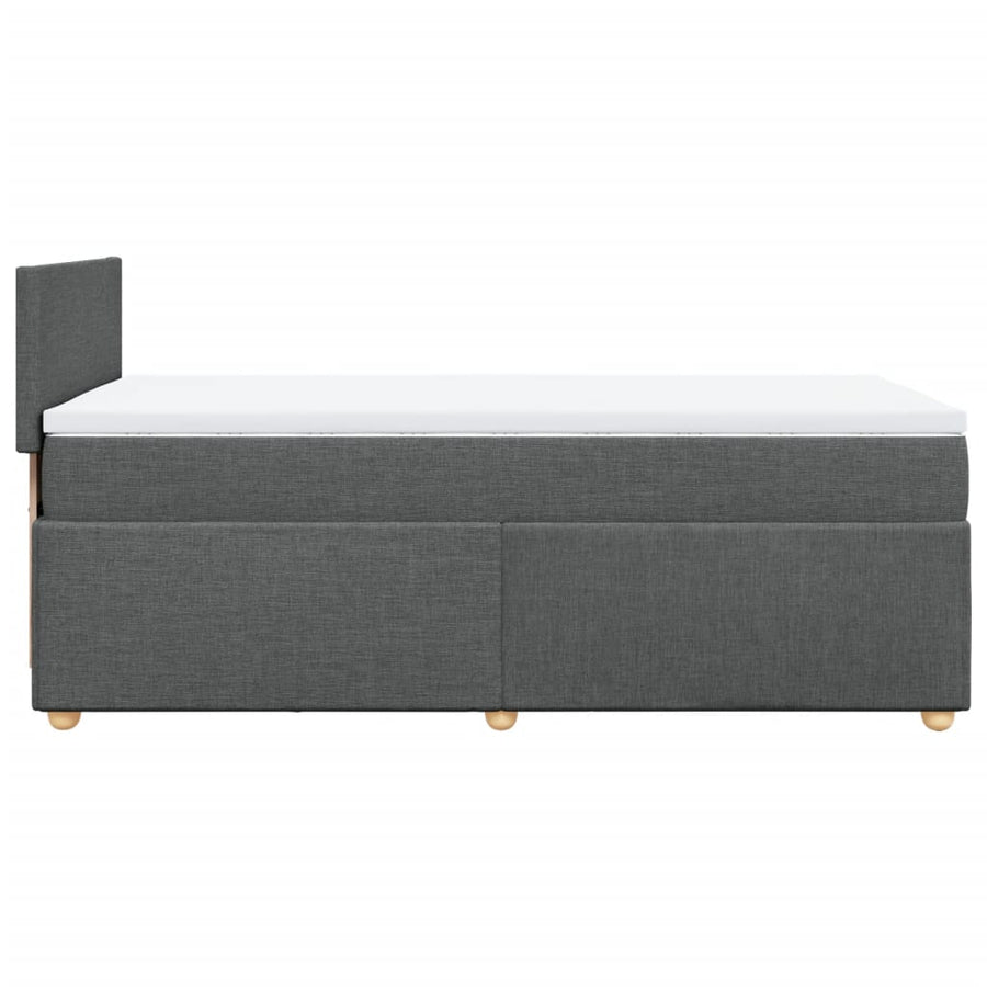 Boxspring met matras stof donkergrijs 90x200 cm