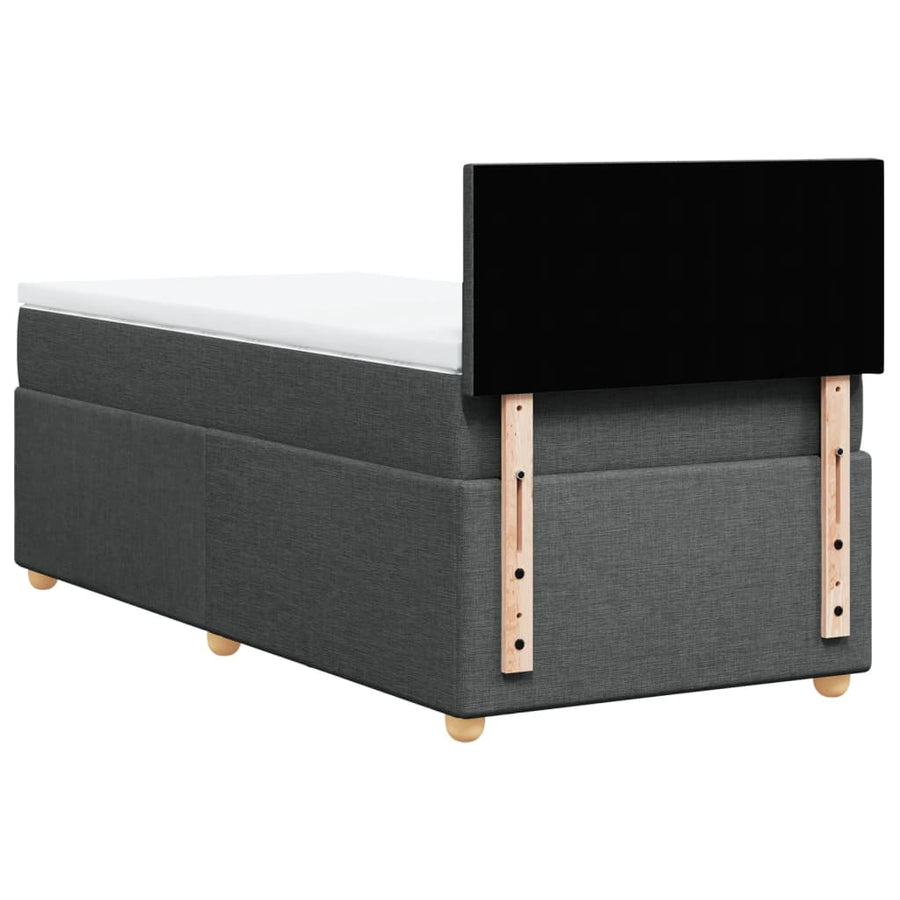 Boxspring met matras stof donkergrijs 90x200 cm