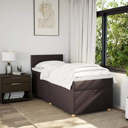 Boxspring met matras stof donkerbruin 90x200 cm