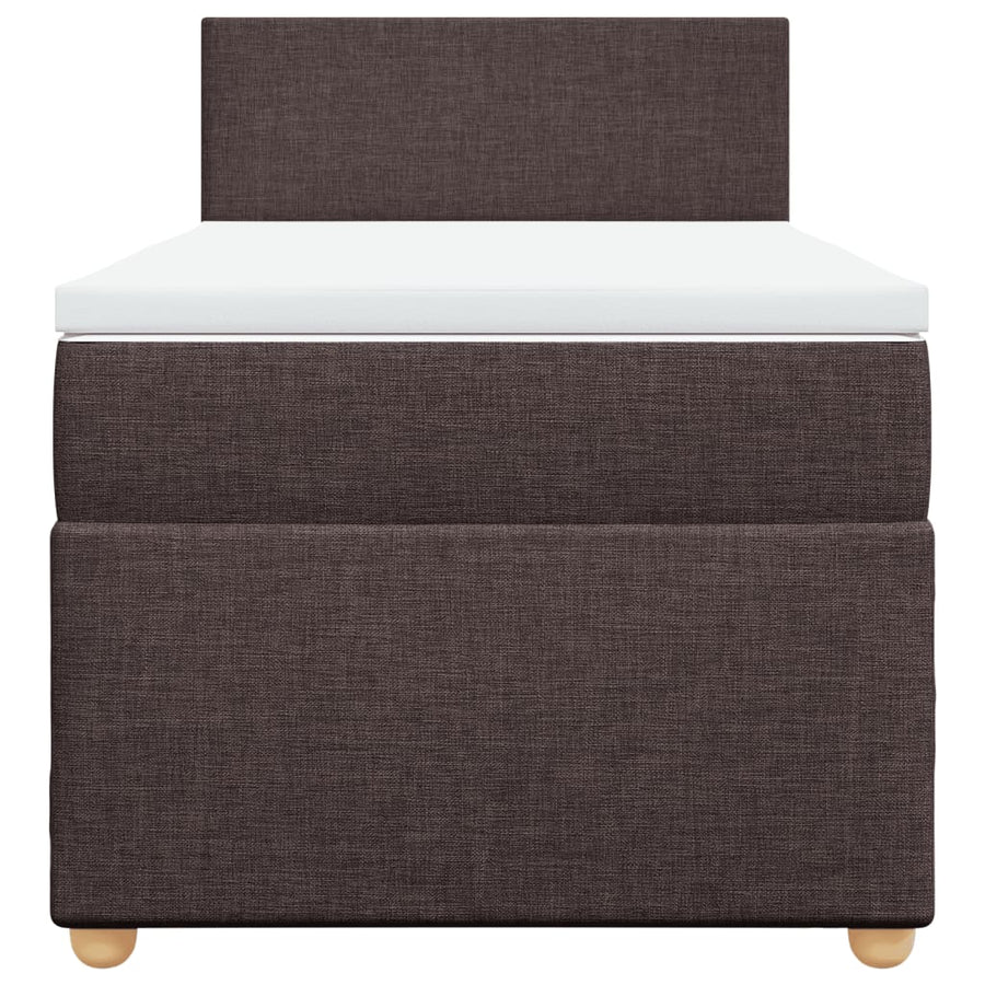 Boxspring met matras stof donkerbruin 90x200 cm