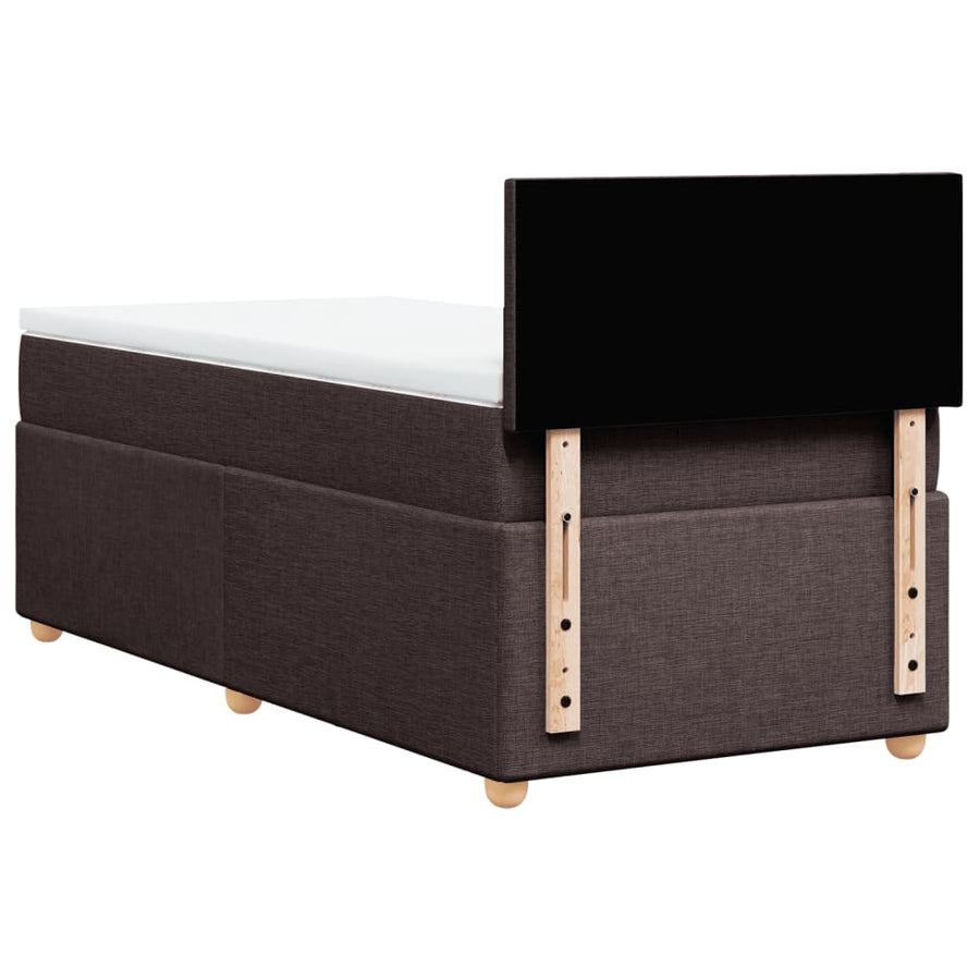 Boxspring met matras stof donkerbruin 90x200 cm