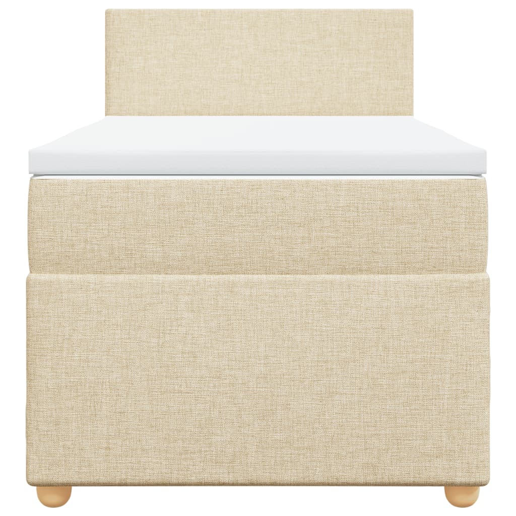 Boxspring met matras stof crèmekleurig 90x200 cm