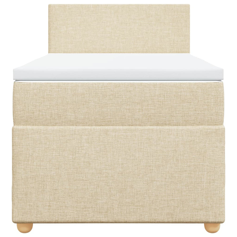 Boxspring met matras stof crèmekleurig 90x200 cm