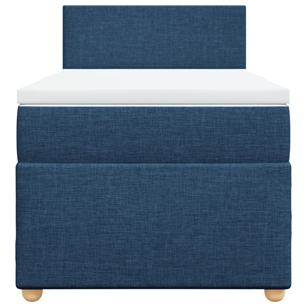 Boxspring met matras stof blauw 90x200 cm