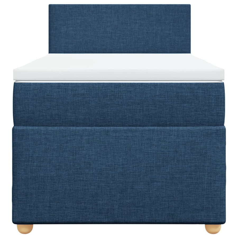 Boxspring met matras stof blauw 90x200 cm