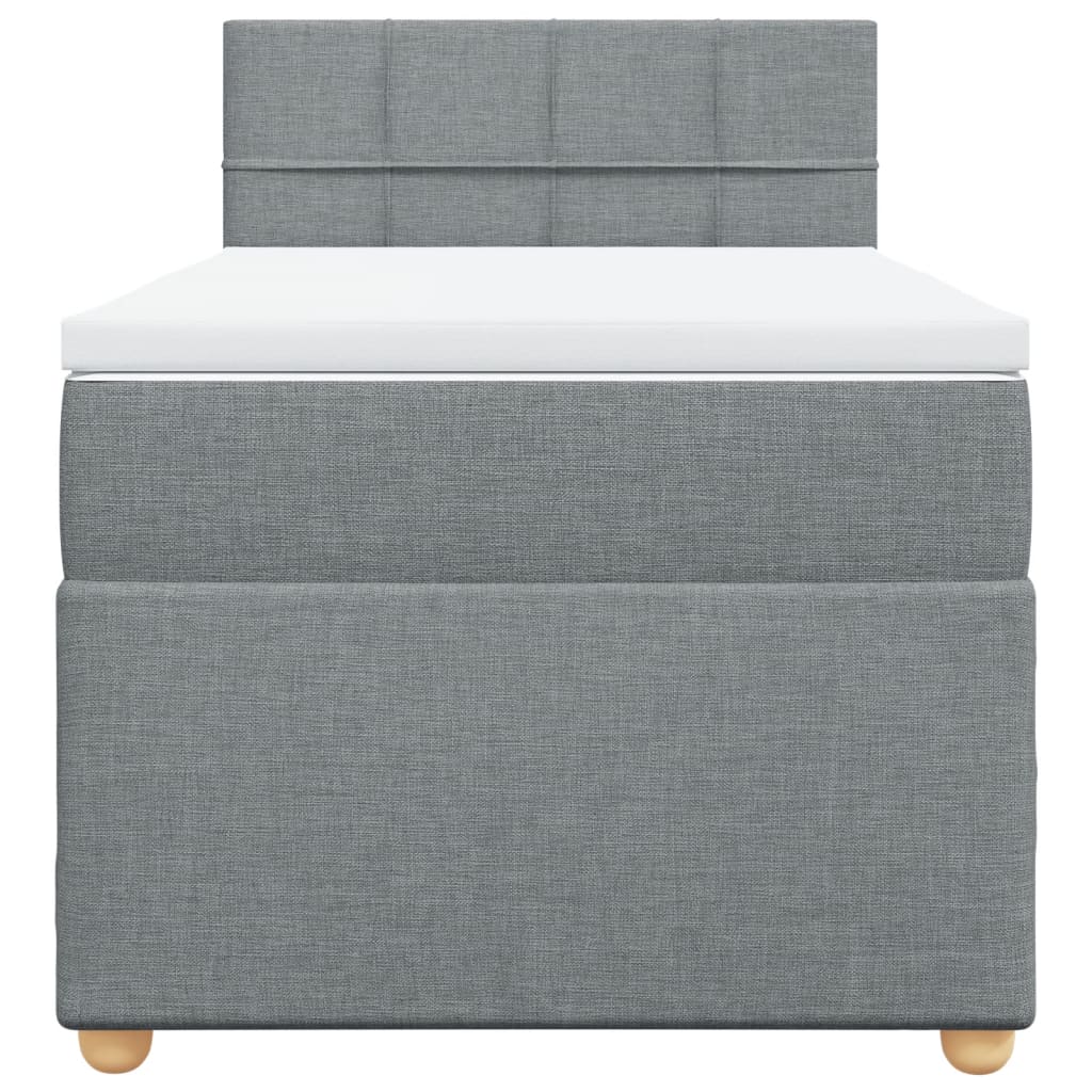 Boxspring met matras stof lichtgrijs 90x200 cm