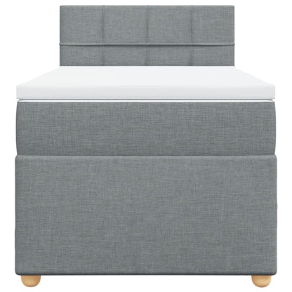 Boxspring met matras stof lichtgrijs 90x200 cm