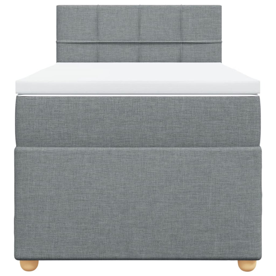 Boxspring met matras stof lichtgrijs 90x200 cm