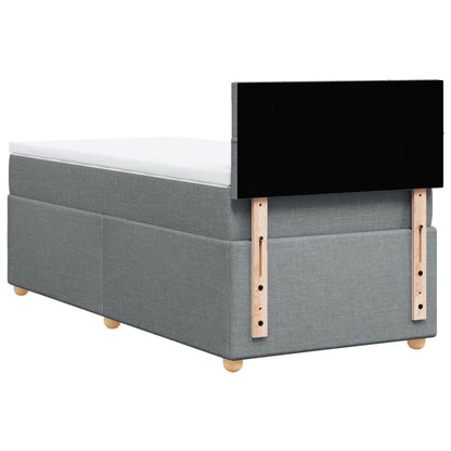 Boxspring met matras stof lichtgrijs 90x200 cm