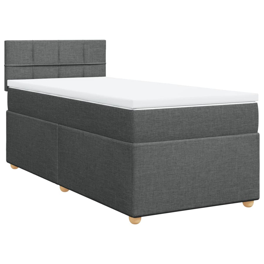 Boxspring met matras stof donkergrijs 90x200 cm