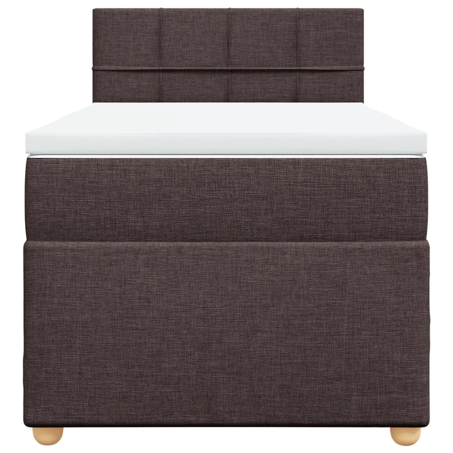 Boxspring met matras stof donkerbruin 90x200 cm
