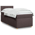 Box spring with mattress fabric dark brown 90x200 cm