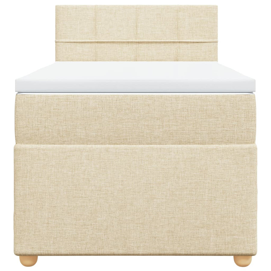 Boxspring met matras stof crèmekleurig 90x200 cm