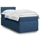 Boxspring met matras stof blauw 90x200 cm