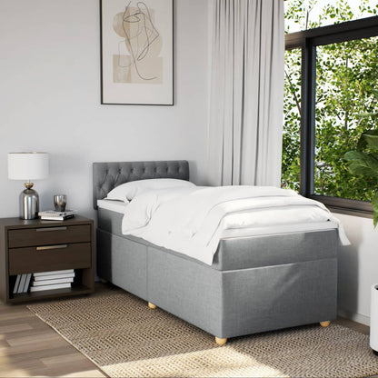 Boxspring met matras stof lichtgrijs 90x200 cm