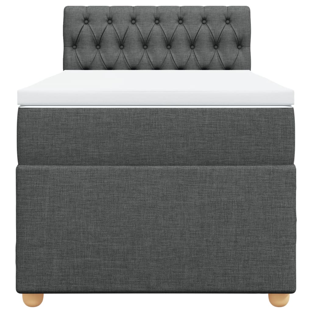 Boxspring met matras stof donkergrijs 90x200 cm