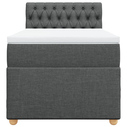 Boxspring met matras stof donkergrijs 90x200 cm