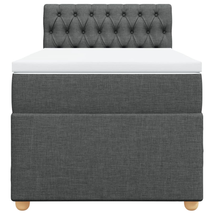 Boxspring met matras stof donkergrijs 90x200 cm