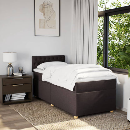 Boxspring met matras stof donkerbruin 90x200 cm