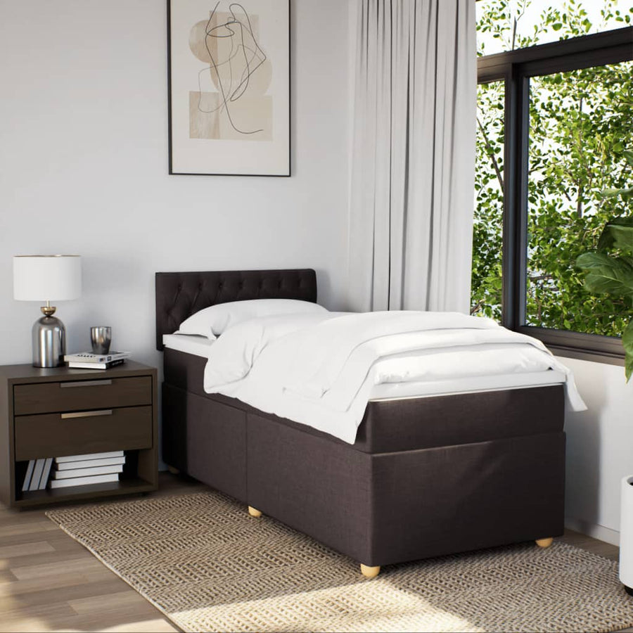 Boxspring met matras stof donkerbruin 90x200 cm