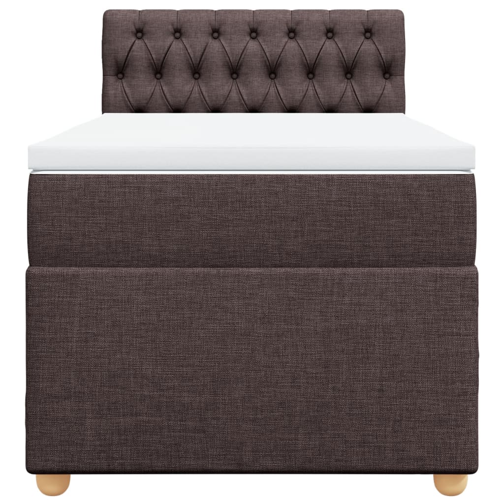 Boxspring met matras stof donkerbruin 90x200 cm