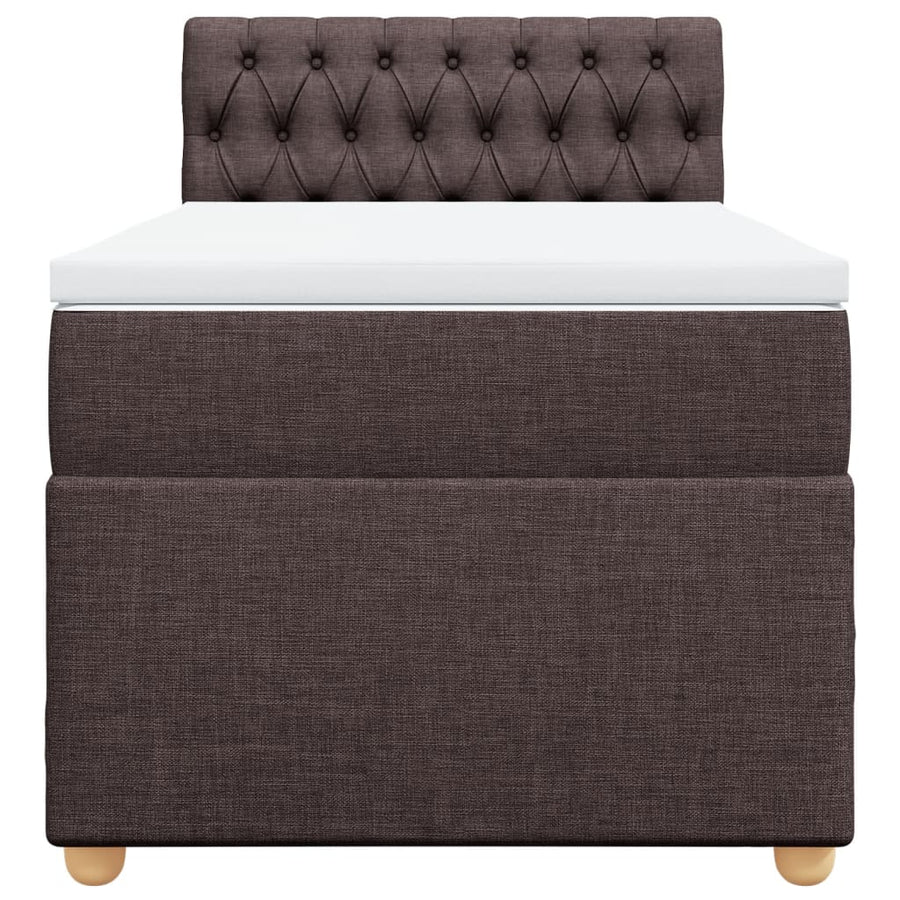 Boxspring met matras stof donkerbruin 90x200 cm