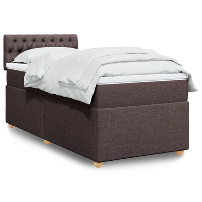 Boxspring met matras stof donkerbruin 90x200 cm