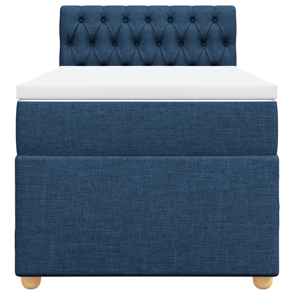 Boxspring met matras stof blauw 90x200 cm