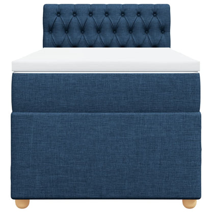 Boxspring met matras stof blauw 90x200 cm