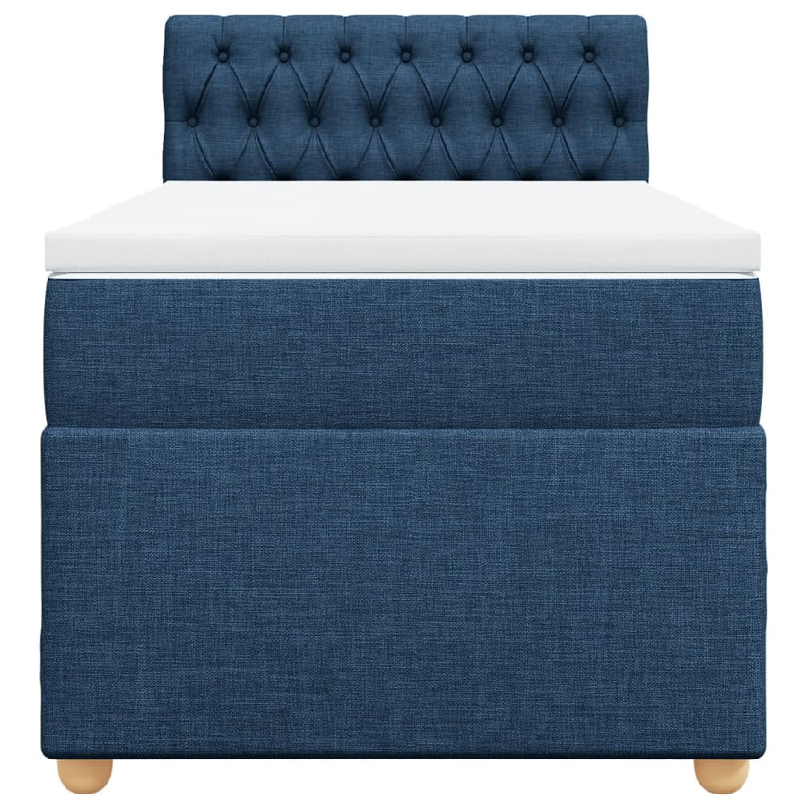 Boxspring met matras stof blauw 90x200 cm
