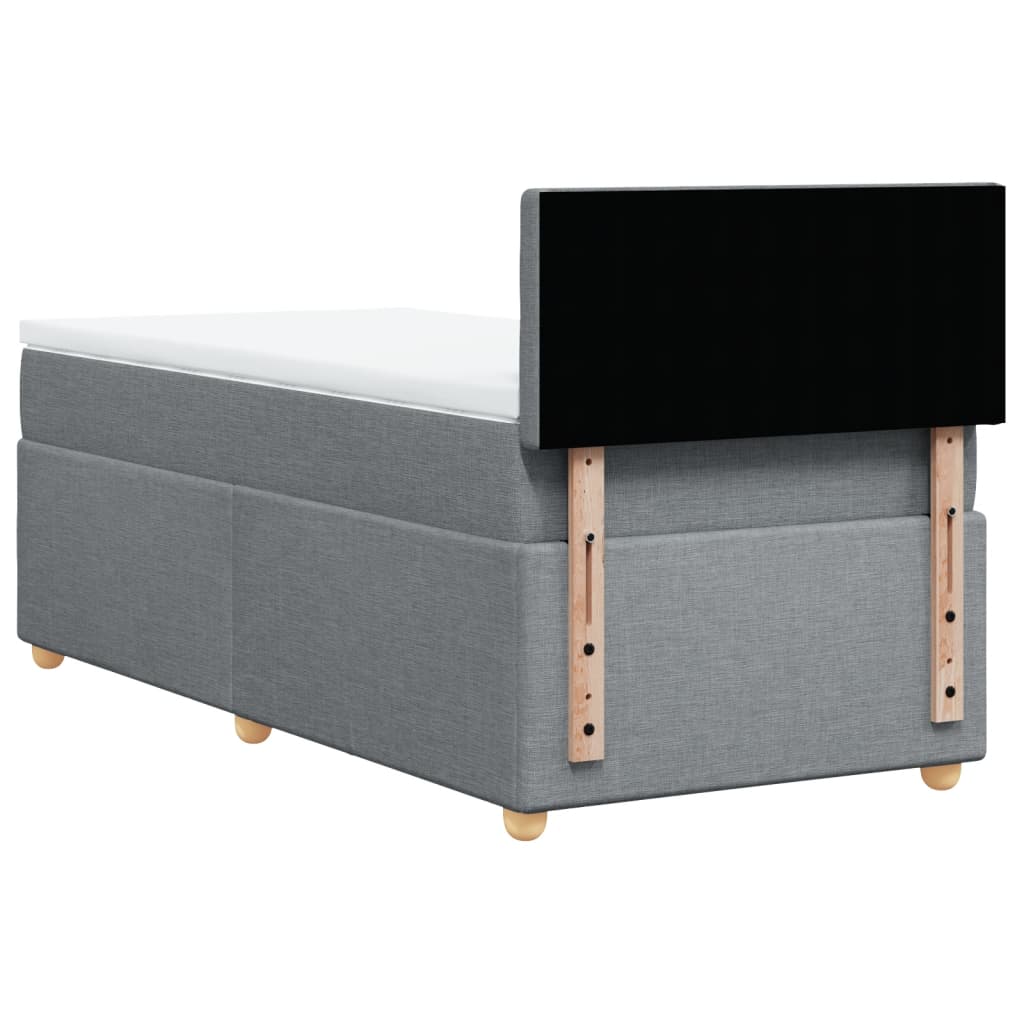Boxspring met matras stof lichtgrijs 90x200 cm